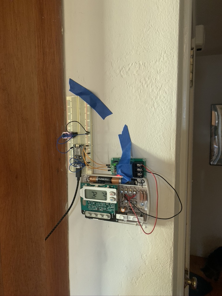 Breadboard taped to wall